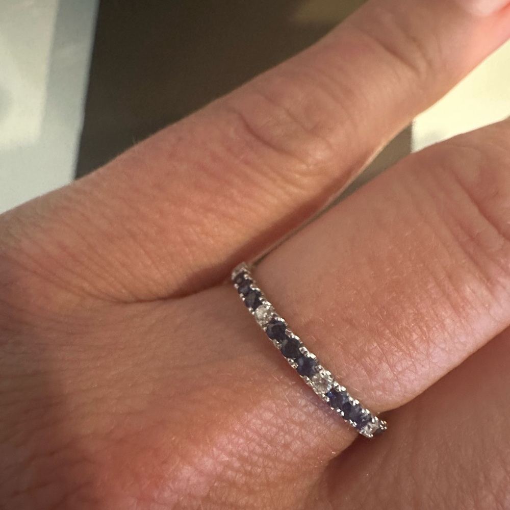 Diamond and sapphire stackable Women's Ring